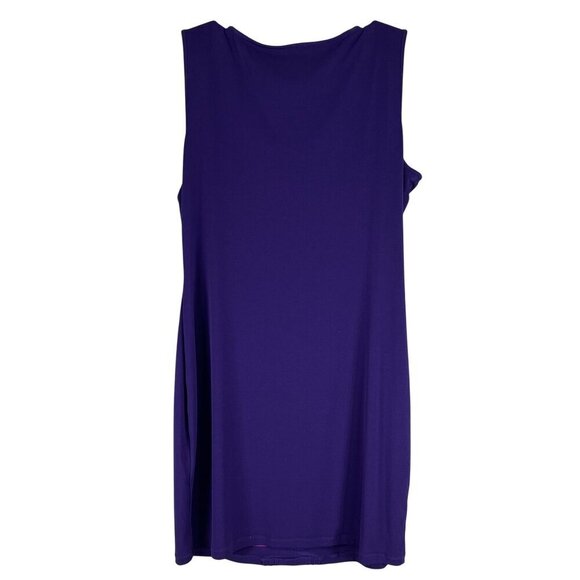 Calvin Klein NWT Womens 14 Purple Sleeveless Cascading Ruffles Dress Stretchy - Picture 9 of 15